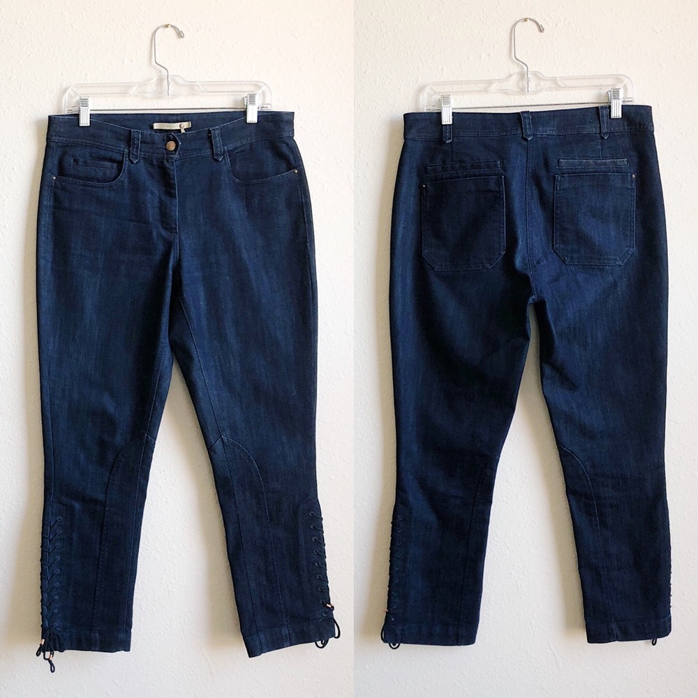 Anthro Leifsdottir Lace Up Dark Wash Jean